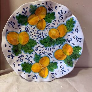 Nicole Miller Yellow Fruit Pattern Ceramic Serving Platter